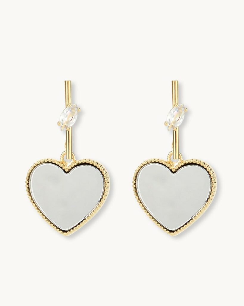 Heart Drop Earrings - Gold