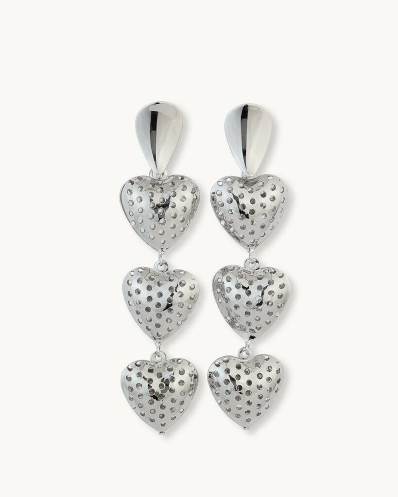 Heart Drop Earrings - Silver_01
