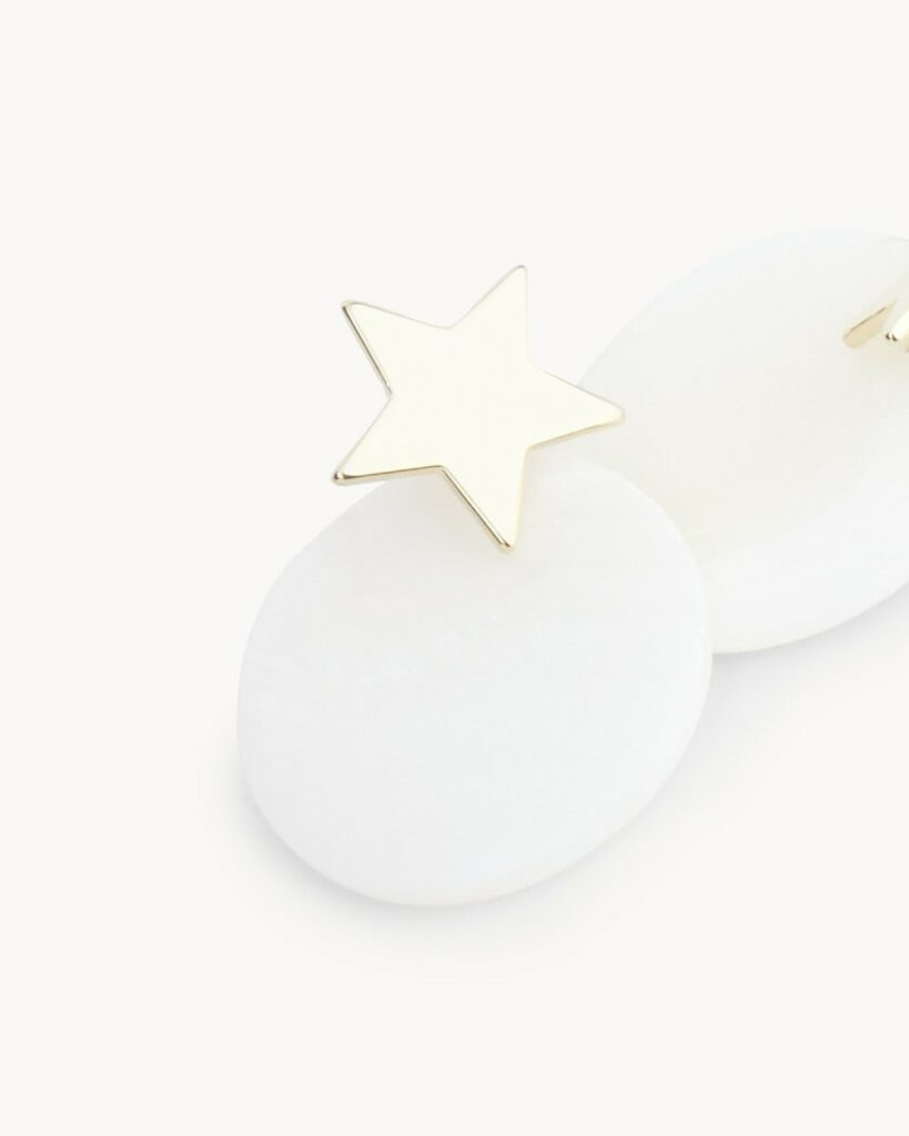 Star Circular Plate Drop Earrings - Gold01